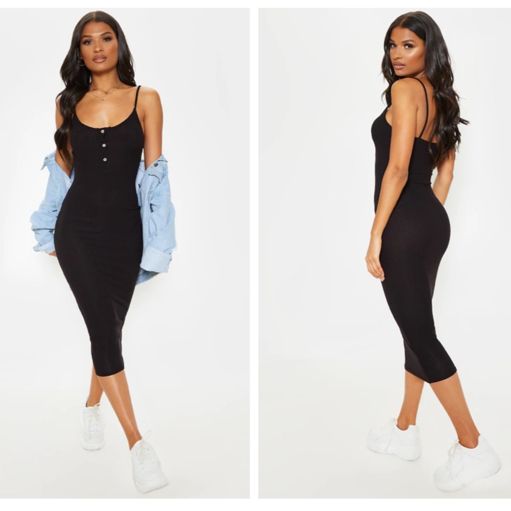 Black Ribbed Dress NWT